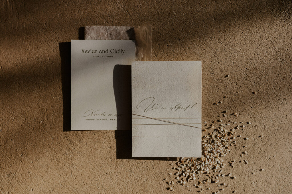 Elopement cards at Paradero in Todos Santos, Mexico.